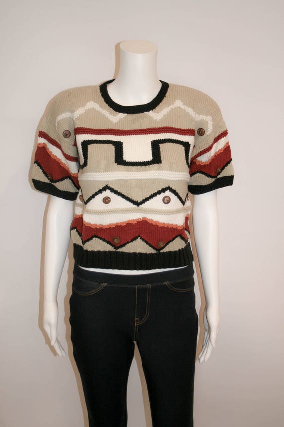 Vintage 80s Geometric Cotton Sweater