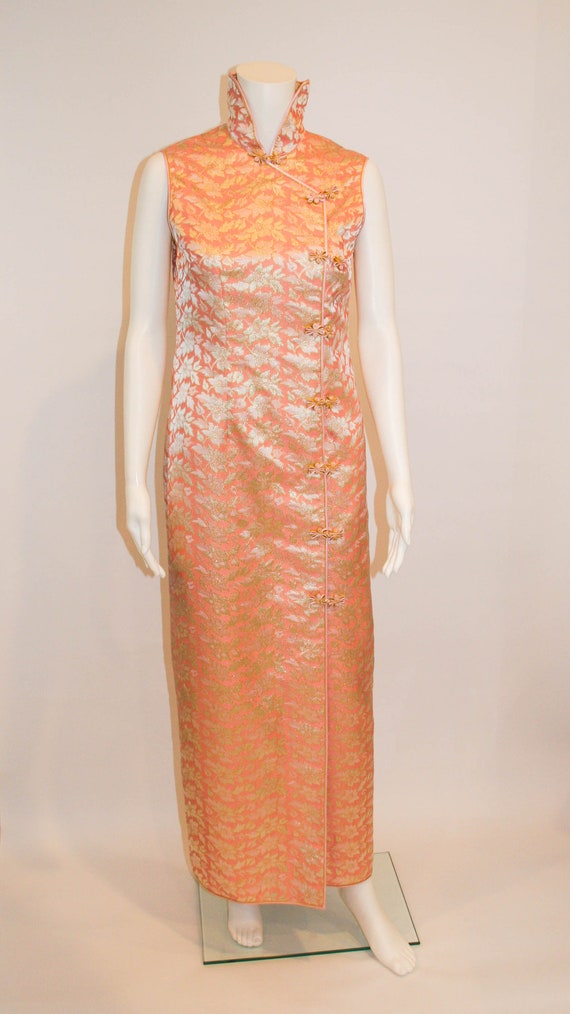 Maxi Cheongsam Chinese Vintage Damask Dress - image 2