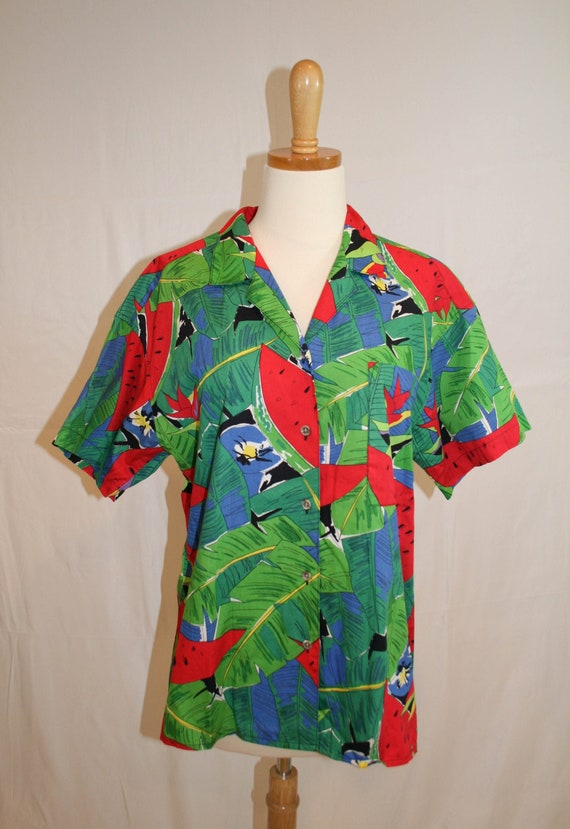 Vintage 1980s Sakura Sport Brand Tropical Pattern 