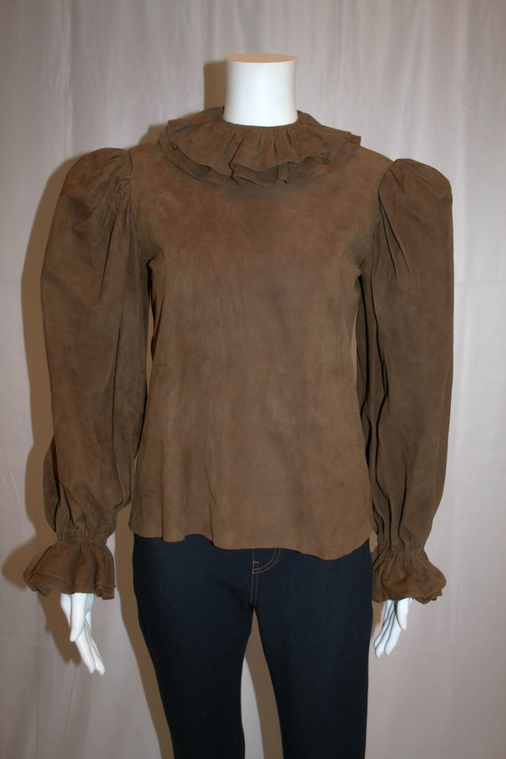 Vintage Suede Bill Blass Blouse / Leather Blouse/… - image 2