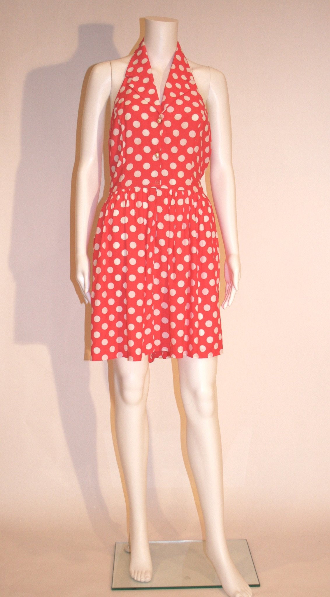 Vintage Louis Féraud coloured polka dot silk dress