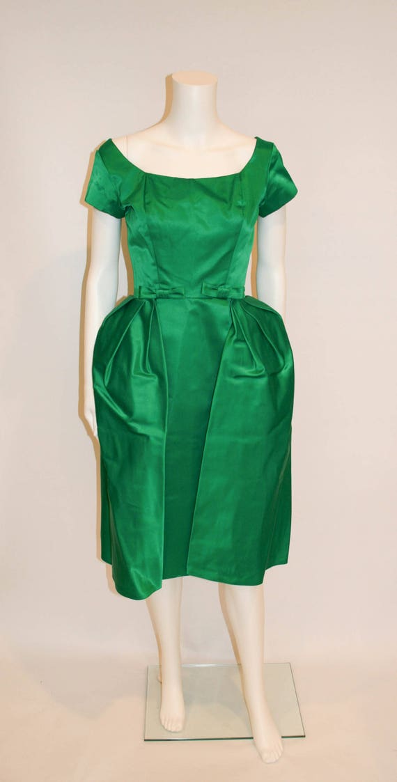 vintage green satin dress Simply Straps Green Silk Long Party Dress – Ohmollydress