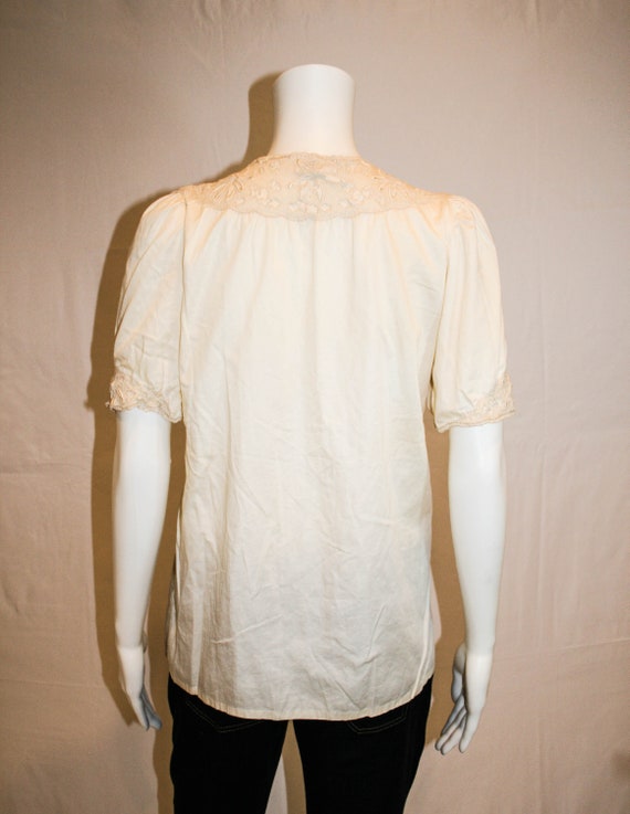 Vintage Hanae Mori Ecru Embroidered Lace Embellis… - image 3