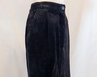 Vintage 80s Black Suede Straight Skirt from Lord & Taylor