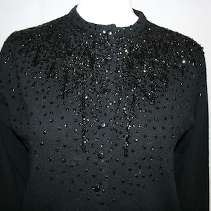 Vintage 1950s Black Sweater with Sequins