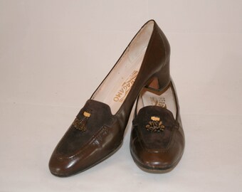 Ferragamo Vintage Calf and Suede Tasseled Pump