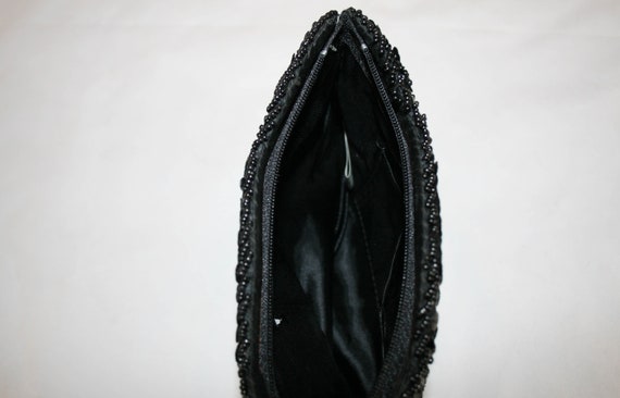 Vintage 1980s Black Sequin Clutch Evening Bag - image 3