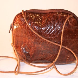 Leather Croc Embossed Cross Body Purse