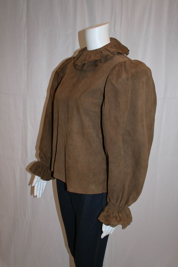 Vintage Suede Bill Blass Blouse / Leather Blouse/… - image 3