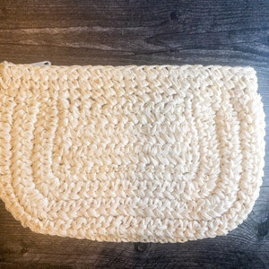 Vintage Creamy Summer White Straw Clutch Handbag