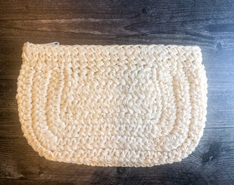 Vintage Creamy Summer White Straw Clutch Handbag