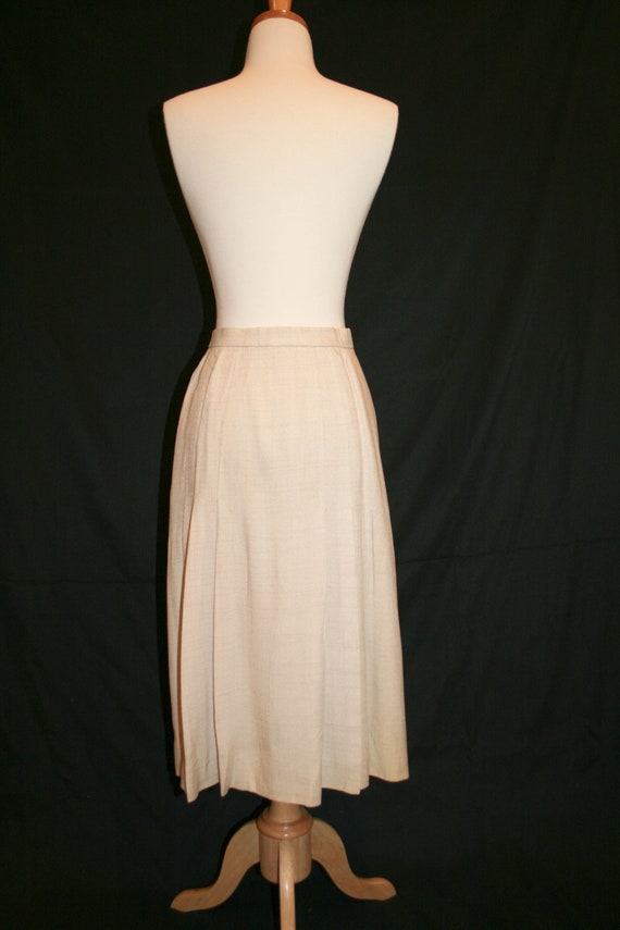 Beautiful Vintage 1980s Pleated Silk Linen Skirt - image 4