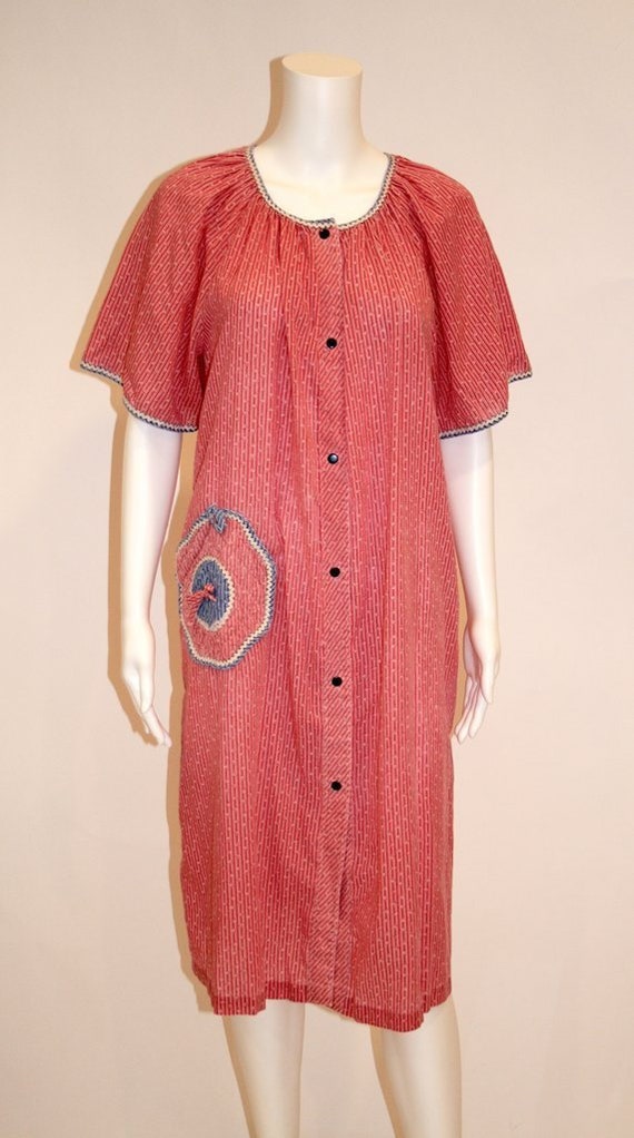 vintage house dress red - Gem