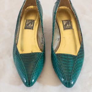 Vintage Green Snakeskin Wedge Shoe J. Renee