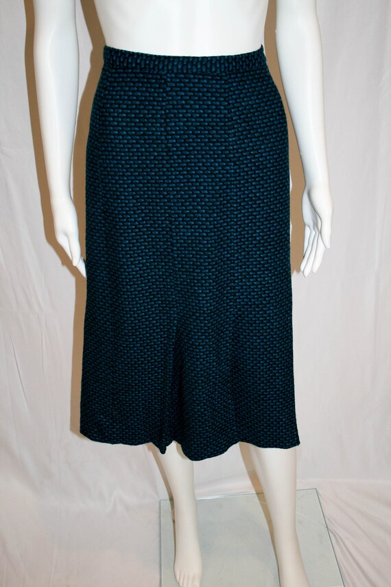 Vintage 1940s Sporteens Black and Blue Tweed Skirt - image 2
