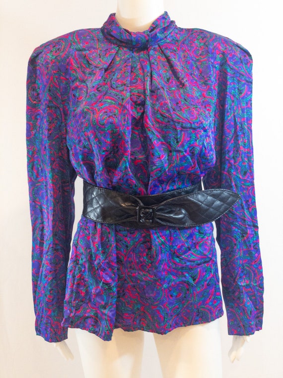 1980s Totally 80s Silk Dressy Blouse - image 1