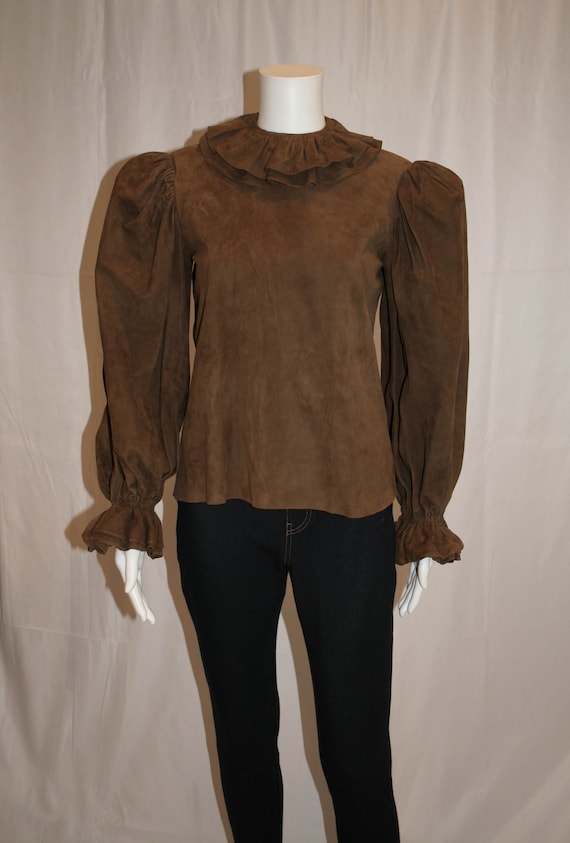 Vintage Suede Bill Blass Blouse / Leather Blouse/… - image 1