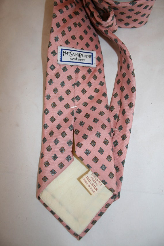 Vintage Yves Saint Laurent Pink Silk Necktie - image 3