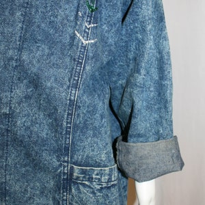 Vintage 1980s Oversized Long Denim Jacket with Conchos image 4