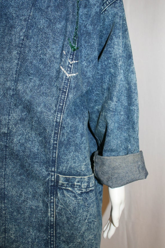 Vintage 1980s Oversized Long Denim Jacket with Co… - image 4