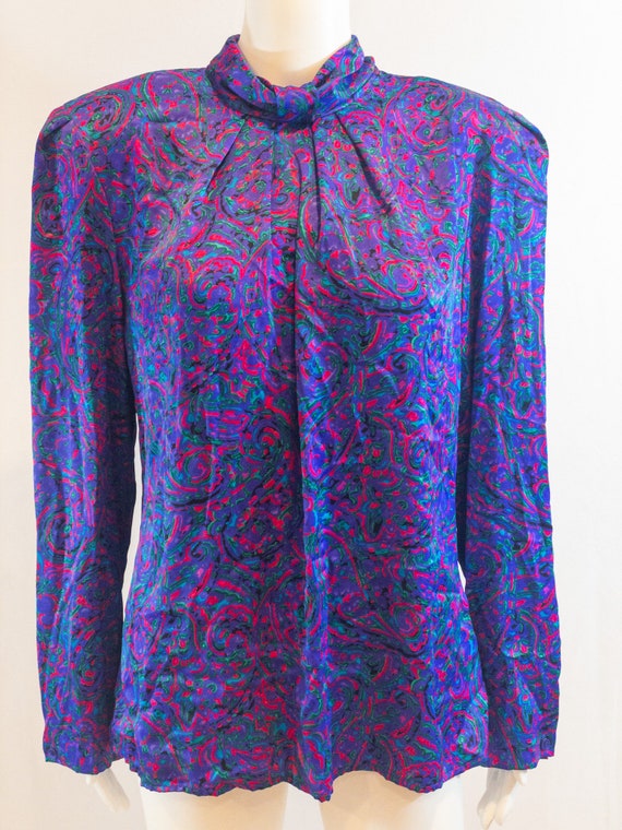 1980s Totally 80s Silk Dressy Blouse - image 2