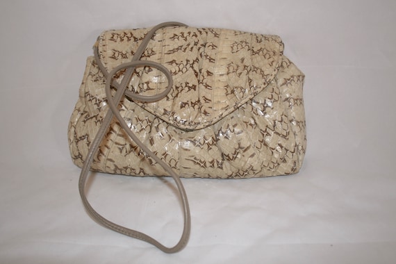 Vintage 1980s DiVina Taupe Snakeskin Purse