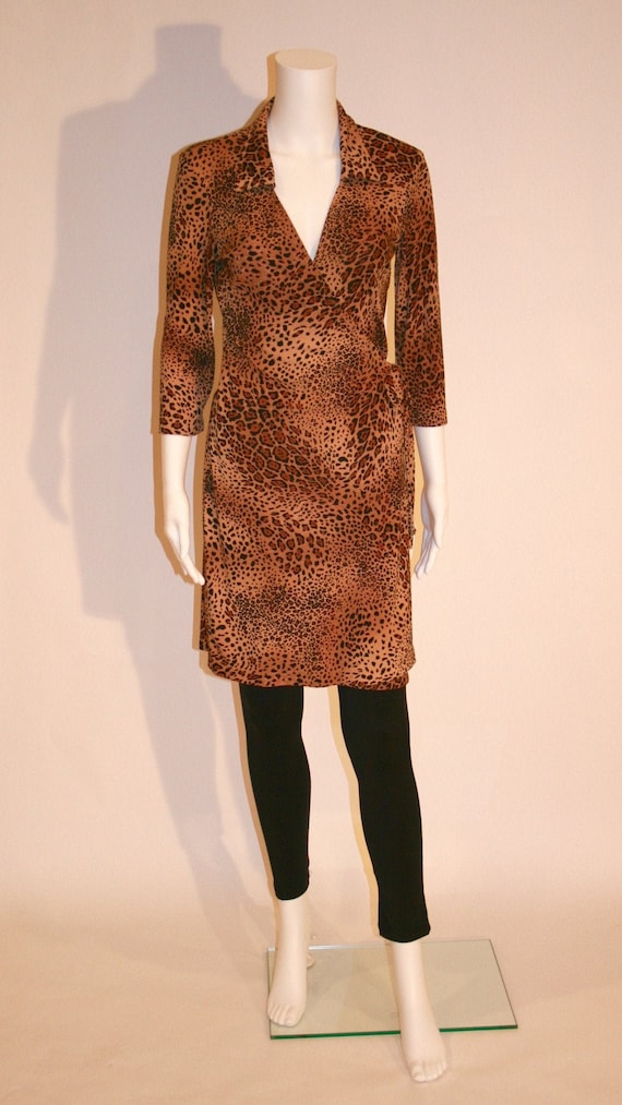 Vintage Leopard Print Wrap Dress by Rampage - image 1