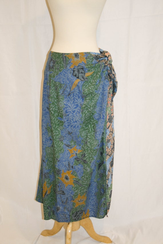 Vintage J Peterman Co Sarong Style Cotton Hand Batik Skirt