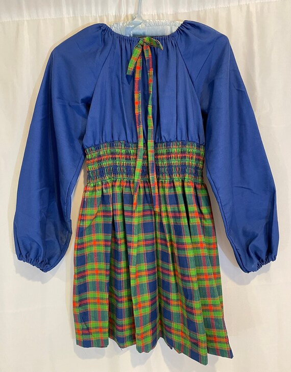 1960s Kate Greenaway Smocked Plaid Girl's Dress - Gem