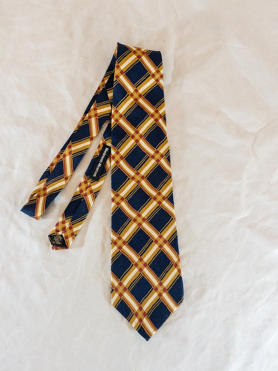 Vintage 1970s Silk Plaid Necktie Neiman Marcus