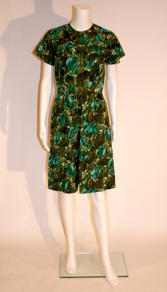 Vintage 1960s Tropical Print Dress, Jungle Print