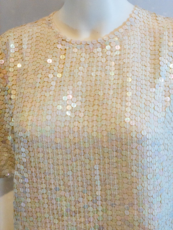 Vintage Diane Gilman Iridescent Sequin Short Slee… - image 2