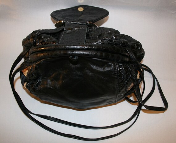 Vintage 1980s Leather & Reptile Patchwork Purse - image 5