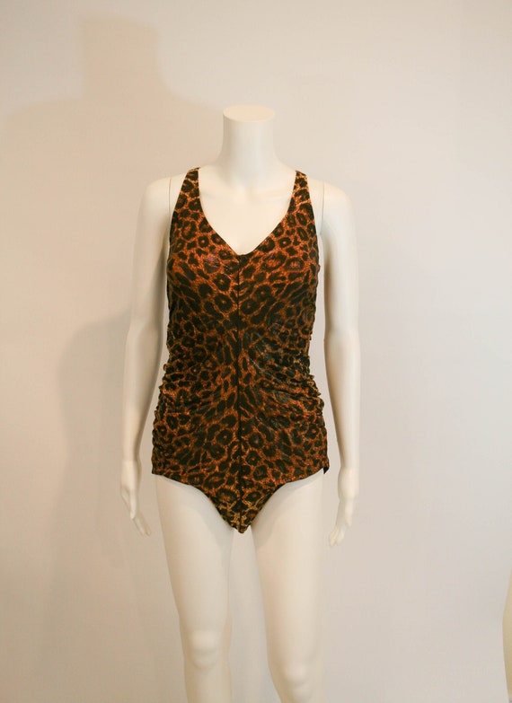 Vintage Gottex Leopard Print Swim Suit and Coverup