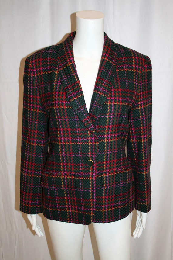 Vintage 1980s Pendleton Plaid Wool Blazer