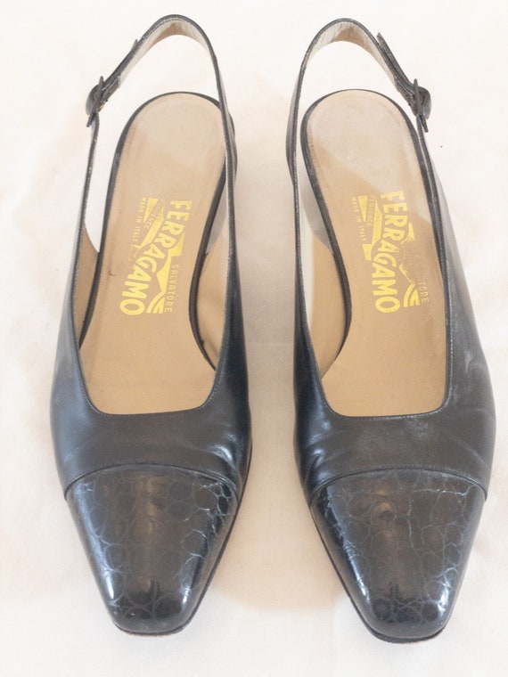 Salvatore Ferragamo Black Calf Slingback