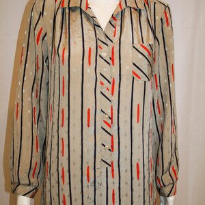 Vintage 1970s Shirtwaist Naby and Red Graphic Pattern image 4