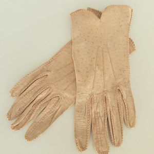 Vintage Buttery Soft Leather Stitched Driving Gloves - 6 1/2