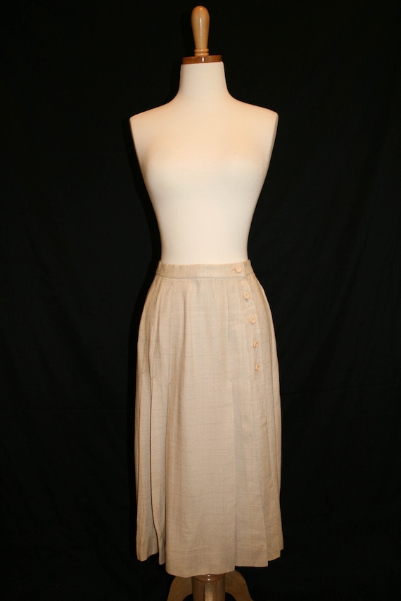 Beautiful Vintage 1980s Pleated Silk Linen Skirt - image 1