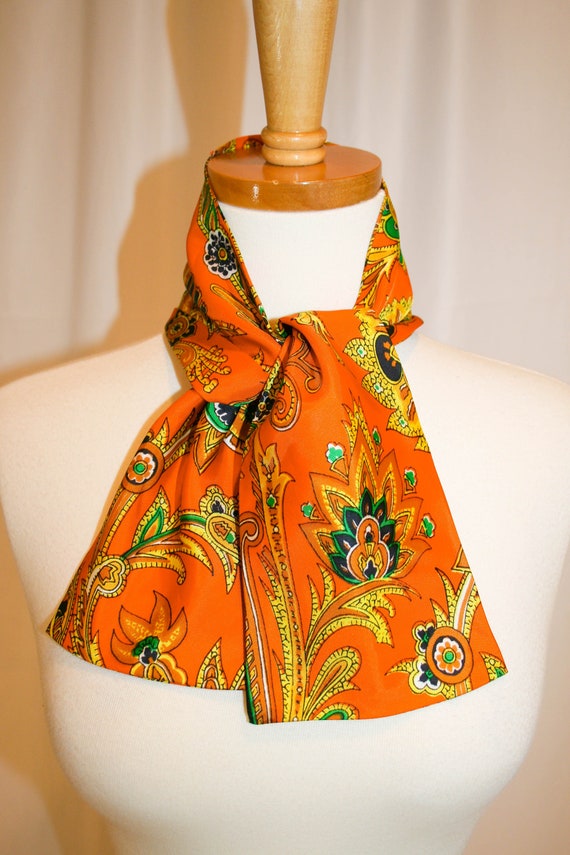 1960s Vintage Psychedelic Mod Paisley Scarf - image 1