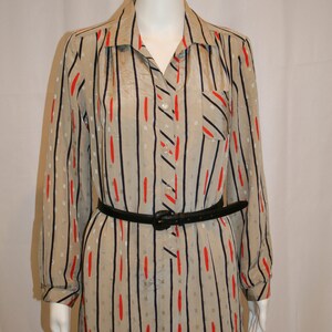 Vintage 1970s Shirtwaist Naby and Red Graphic Pattern image 3