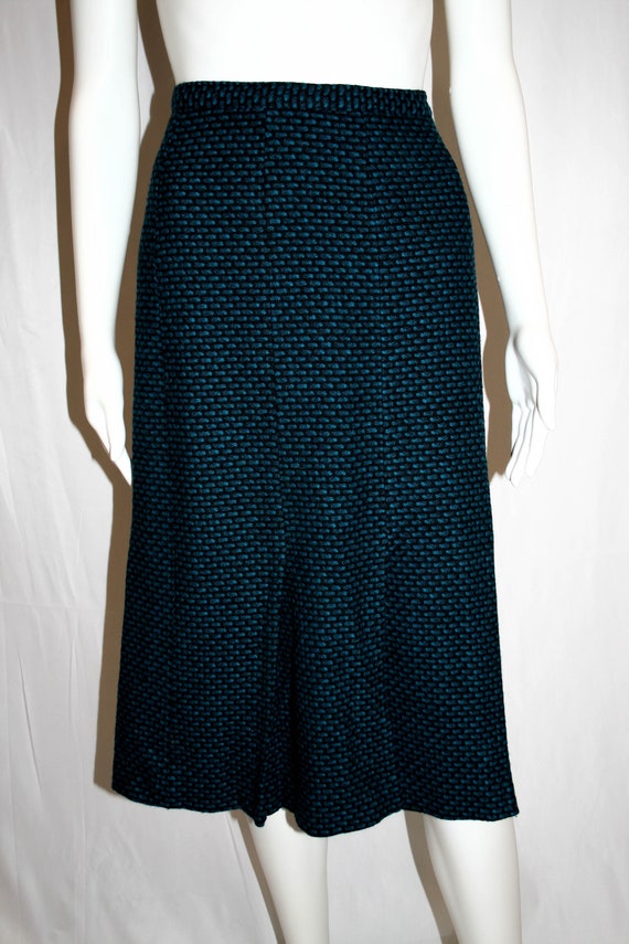 Vintage 1940s Sporteens Black and Blue Tweed Skirt - image 3