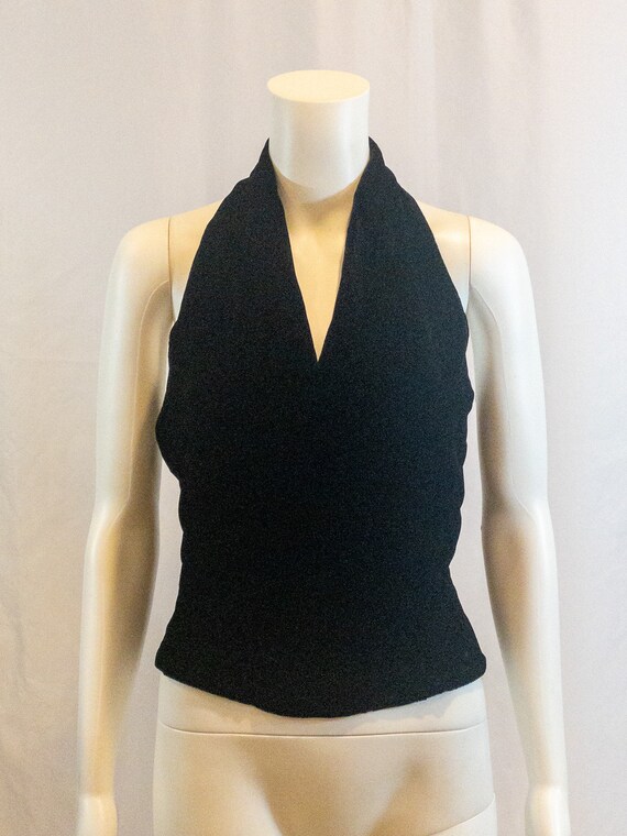 Vintage Black Velvet Halter Top