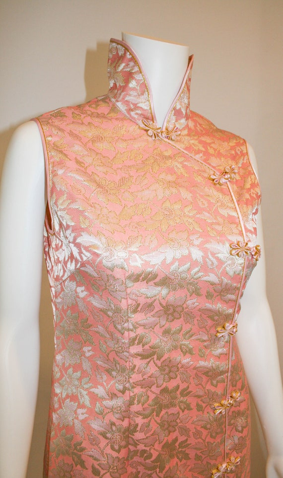 Maxi Cheongsam Chinese Vintage Damask Dress - image 1