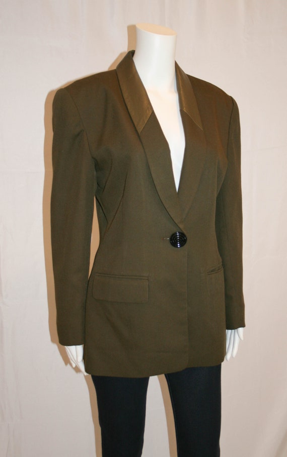 Vintage 1980s Kishi Olive Green Blazer