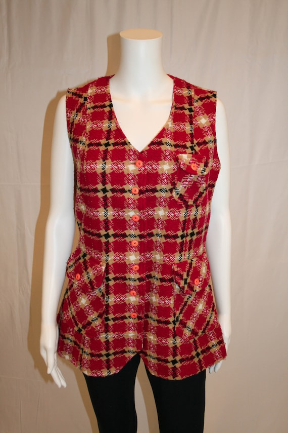 Vintage 1970s Plaid Vest Woolco Stroller Match-Mat