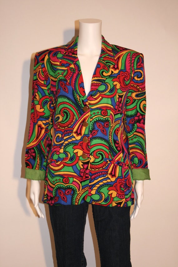 Vintage Psychedelic Patterned 80s TEMPO Paris Blaz