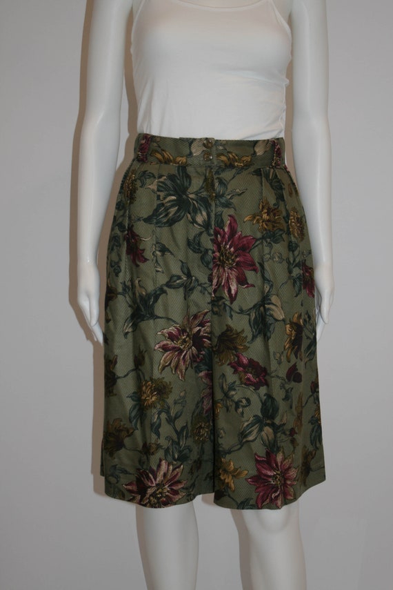 Vintage Jones of New York Dark Green Floral Print Cul… Gem