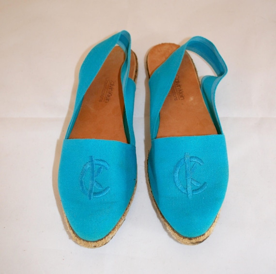 Vintage 1980s Turquoise Espadrille - image 1