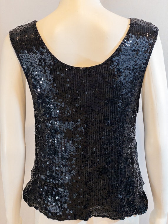 Vintage SCALA Black Beaded, Sequined Tank Top - image 3